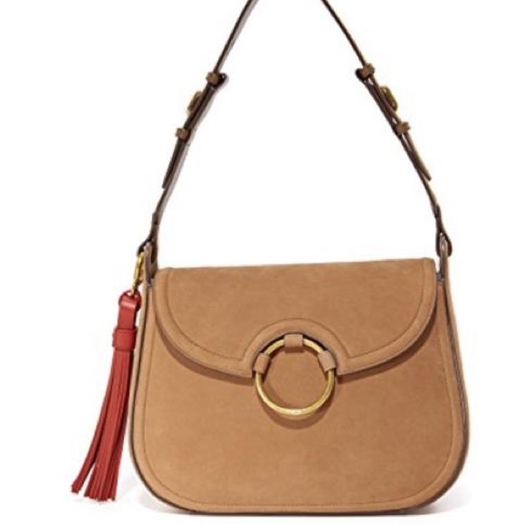 Tory Burch Handbags - Tory Burch Large Tassel Nubuck Shoulder River Rock